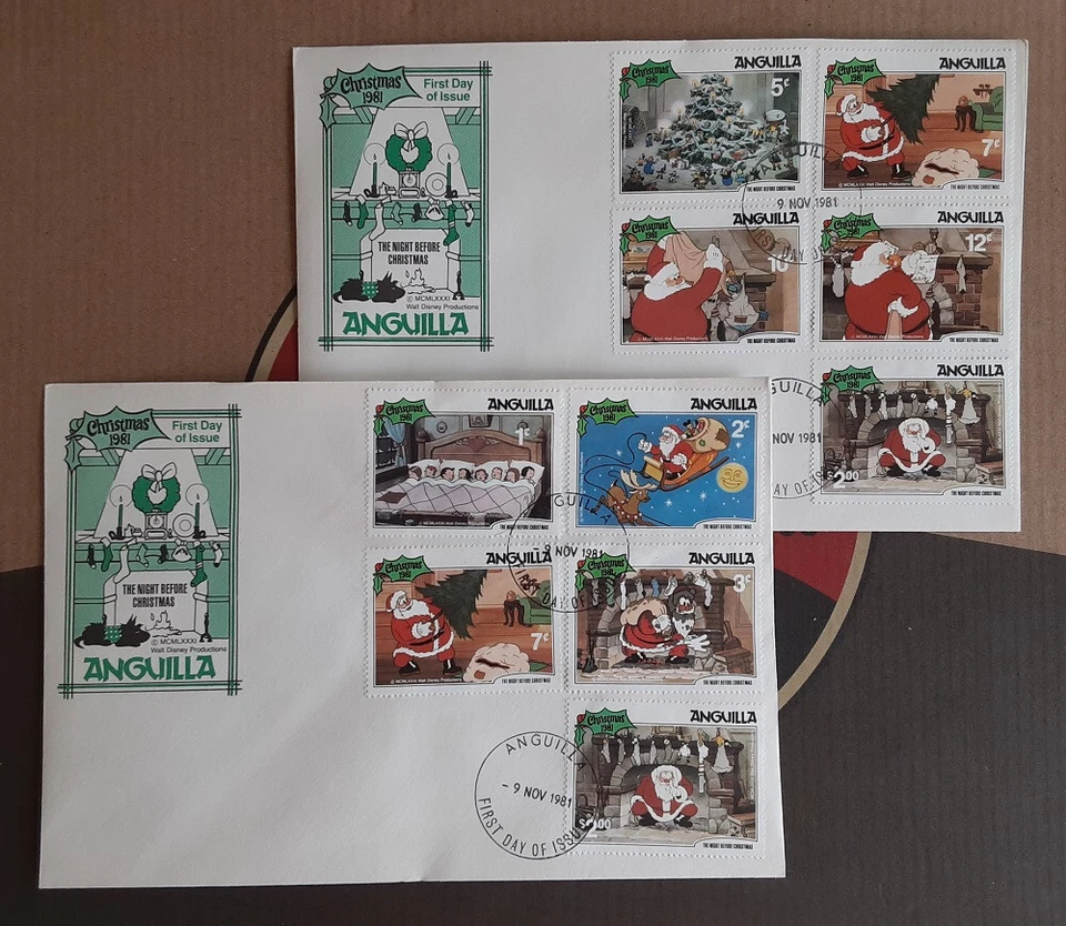 ANGUILLA 1981 Two Cacheted FDC's The Night Before Christmas Walt Disney 3317 - Image 1 of 1