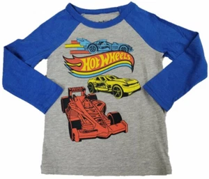 Camiseta manga larga Hot Wheels amarillo rojo azul coche de carreras niños - Imagen 1 de 1