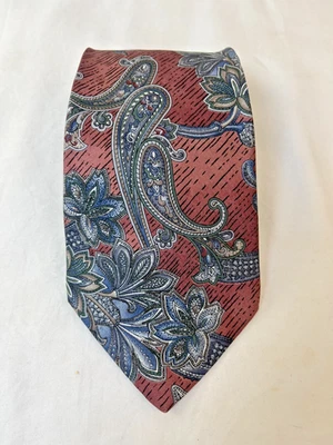Винтажный галстук Henry Grethel галстук пейсли красный синий 100% шелк смелый ретро 90-х - Изображение 1 из 4