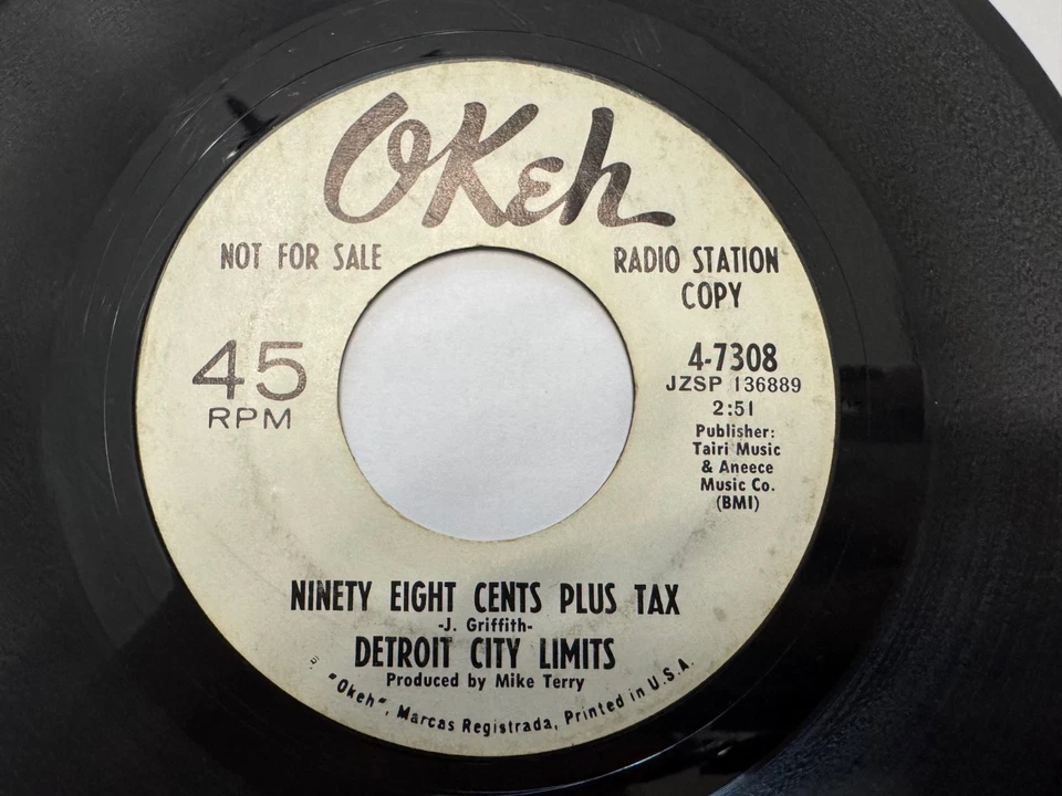 Northern Soul PROMO 45 - Detroit City Limits "Ninety Eight Cents.." Okeh HEAR - Image 1 of 2