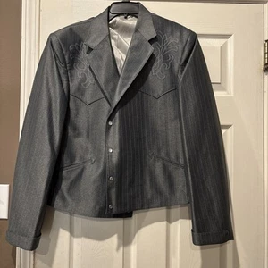 VINTAGE PAGANO WEST MEN'S 46R GRAY WESTERN ROCKABLILTY SHORT BLAZER SPORT COAT - Picture 1 of 11