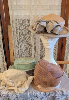 Lote de sombreros vintage de paja y tejidos TLC Foto 1 de 4