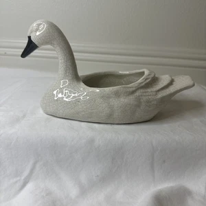 Vintage Keramik Crackled Glazed White Ente Black Bill Übertöpfe Pottery - Bild 1 von 11