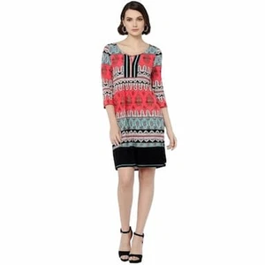 Ellen Tracy Etuikleid 3/4 Ärmel Mehrfarbig Schlüssellochausschnitt Damen Small Boho - Bild 1 von 8