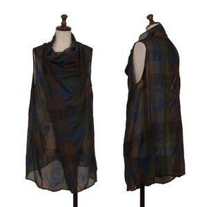 JURGEN LEHL Checked Drape Neck Vest Size M(K-158896) - Picture 1 of 12