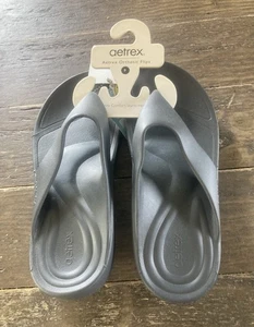 Aetrex Orthotic Flips Maui Recovery Thong Sandals Size 9 Men Charcoal Gray New! - Picture 1 of 9