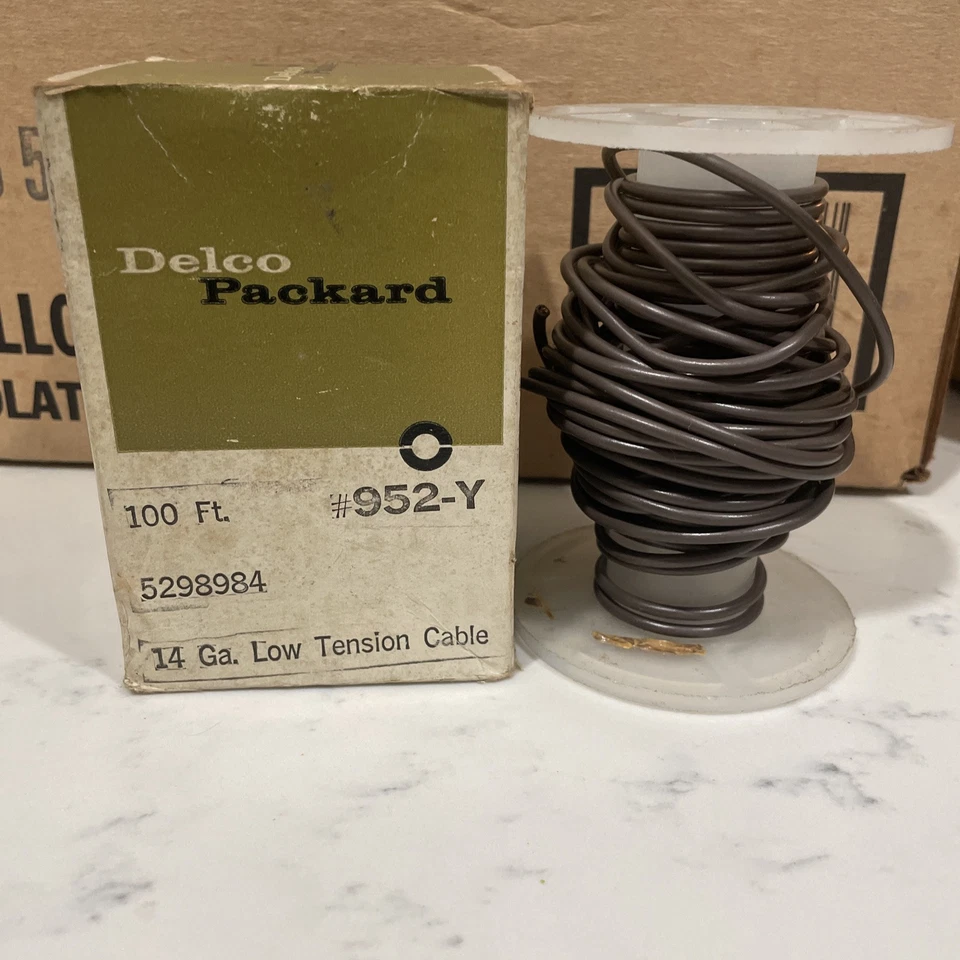 Vintage Delco Packard Low Tension Cable 14 GA Brown Wire 5298984 952-y 50 Feet - Image 1 of 1