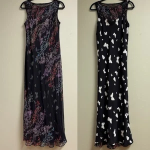 Dunkles romantisches Whimsigoth Damen-Maxikleid Größe * M/L durchsichtig Blumen Schmetterling Y2K - Bild 1 von 10