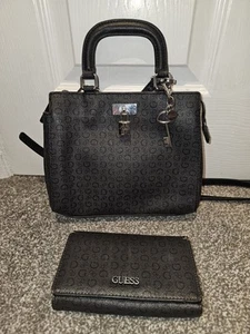 Guess Grey Logo Cross Body Handbag And Purse Wallet - Picture 1 of 8