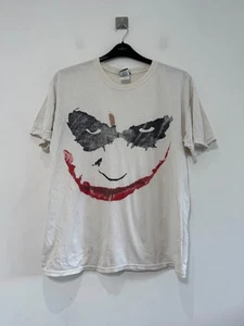 Vintage The Dark Knight Joker Face 2008 DC Comics T Shirt Mens Large White - Picture 1 of 8
