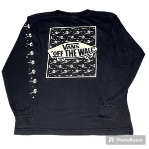 VANS | VANS YOUTH 10-12 BLACK LONG SLEEVE TAN SKULL PLANETS SHIRT, SIZE M - Picture 1 of 4