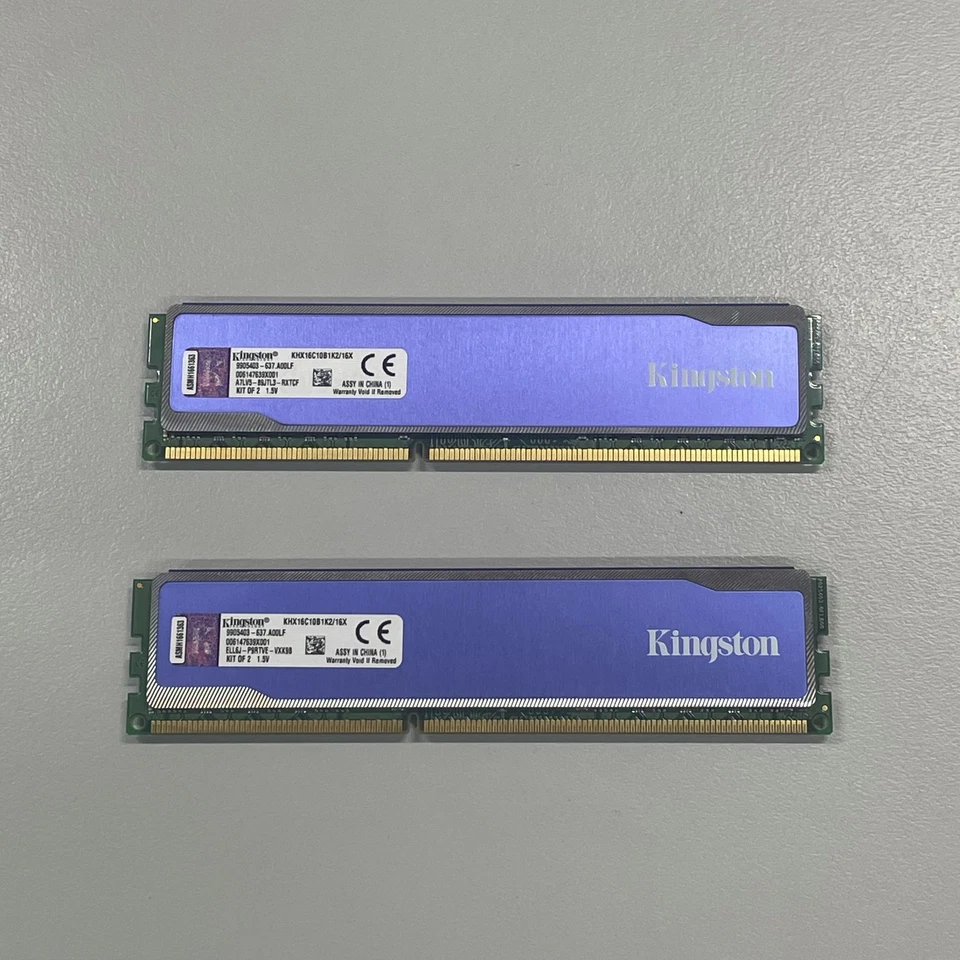 Kingston  2x8GB DDR3 RAM PC3-12800 1600MHz non-ECC DIMM 1.5V KHX16C10B1K2/16X - Image 1 of 4