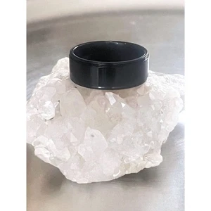 Anillo de banda unisex de tungsteno negro - acabado pulido - borde acanalado - 8 mm de ancho - talla 10 - nuevo - Imagen 1 de 12