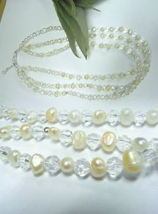 SCHMUCK-STCK KETTE PERLE BERGKRISTALL COLLIER 42 46 CM Facettiert - Picture 1 of 1