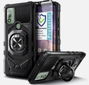 Für Wiko Voix robuste stoßfeste Hülle + Ständer mit Hartglas - Bild 1 von 6