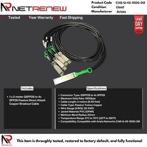 Arista Genuine CAB-Q-4S-100G-2M 100G QSFP28 Breakout Cable - Picture 1 of 1