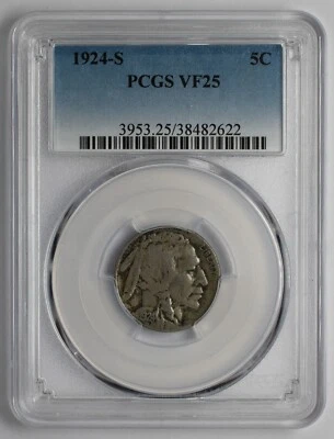 1924 S Buffalo Nickel PCGS VF25 - Image 1 of 4