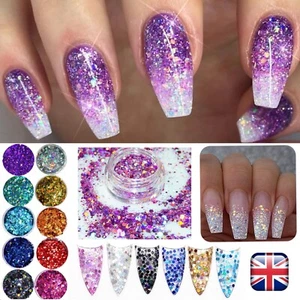 CHUNKY GLITTER MIXED HOLOGRAPHIC MIX Face Body Cosmetic Sequins Sparkly Nail Art - Picture 1 of 21