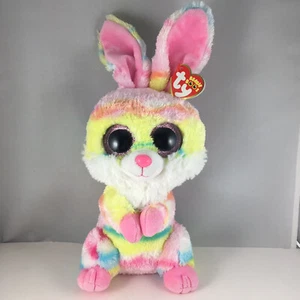 Ty Beanie Boos - LOLLIPOP the Tie Dyed Easter Bunny (Medium Size - 9 Inch) MWMTs - Picture 1 of 6