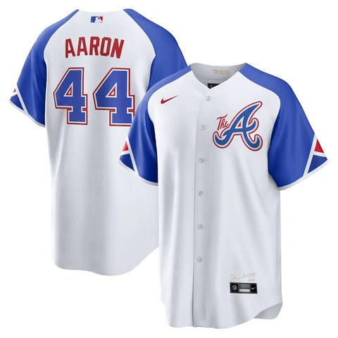 Atlanta Braves Hank Aaron #44 Nike White 2023 City Connect MLB Player Jersey Cover