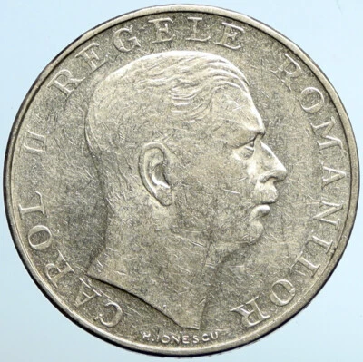 1939 ROMANIA King Carol II Shield VINTAGE Silver 250 Lei Romanian Coin i102609 - Image 1 of 3