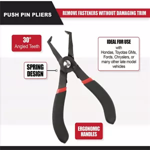 30° Push Pin Pliers Removal Plastic Poly Rivet w/Center Pin Panel Clip Fastener - Picture 1 of 10