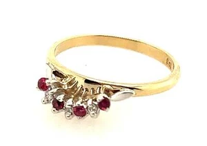 Ruby & Diamond Yellow & White Gold Ring - Picture 1 of 12