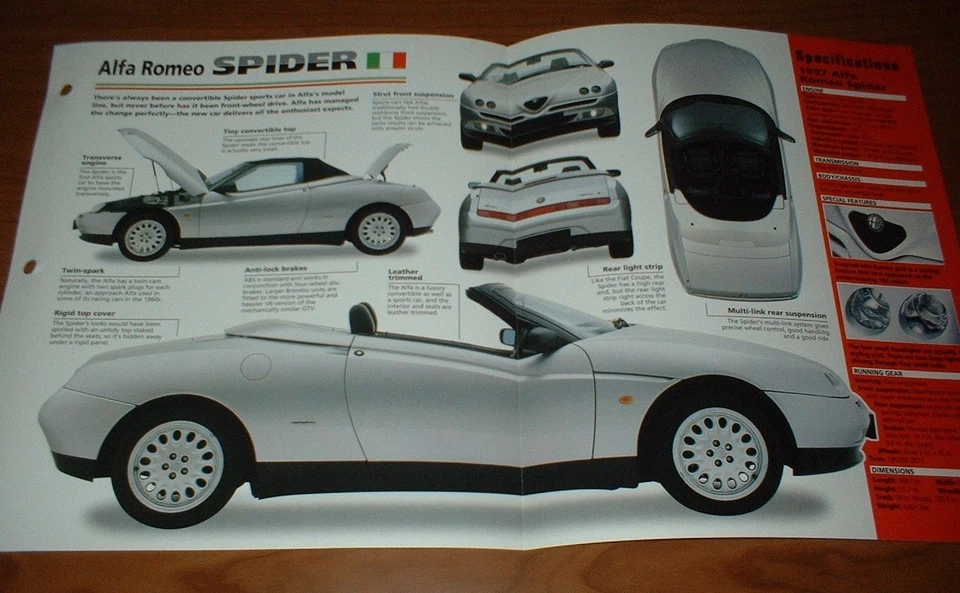 1997 ALFA ROMEO SPIDER ORIGINAL IMP BROCHURE SPECS INFO 97 95-00★★ - Image 1 of 1