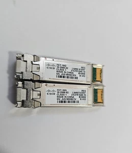 Cisco FET-10G (Lot of 2 - Pair) 10GB BASE-SR 850nm MMF LC SFP+ Transceivers - Picture 1 of 1