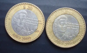 Mexico Lot Two Coins $20 Pesos  Bi-Metalic  2000 - Picture 1 of 2