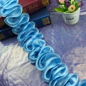 10 Yards Satin Frill Trimming Ribbon Folded for Fancy Dress Decor DIY Banquet - Picture 1 of 20