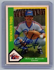 1990 Orlando Mercado Tidewater Tides/Mets Autographed Signed Baseball Card