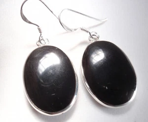 Reversible Mother of Pearl and Simulated Black Onyx 925 Sterling Silver Earrings - Picture 1 of 4