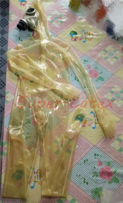 Transparent full cover latex catsuit with gas mask attached penis sheath - Photo 1/4