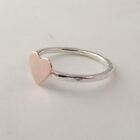 Silver Stacking Ring Handmade Hammer Finished Contrast Copper Heart Sterling 925