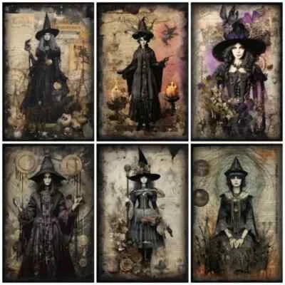 DAZZLING ACE DESIGNS WITCHES CREW Cardmaking Card Toppers Scrapbook Tags Paper Craft