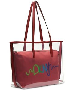 DKNY Brayden Large Clear Tote With Red Insert, NWT