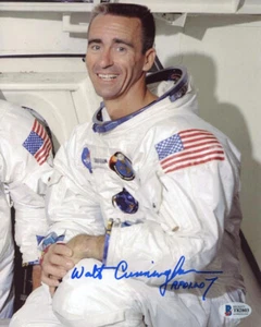 WALTER WALT CUNNINGHAM SIGNED 8x10 PHOTO APOLLO 7 ASTRONAUT NASA BECKETT BAS - Picture 1 of 2