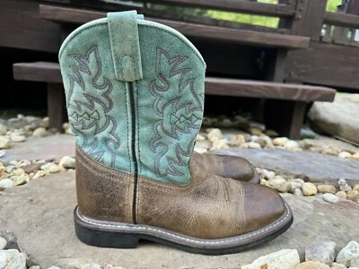 Dan Post Youth Nia Brown & Turquoise Leather Western Boots DPC3937 Youth Girls 3 - Image 1 of 4