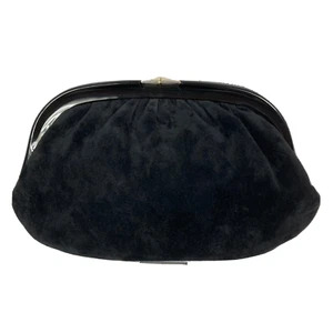 Ruth Saltz Clutch Womens Vintage Black Velvet Pleated Clasp Bag Formal Evening - Picture 1 of 7