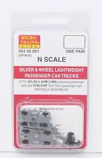 Micro Trains 1018-S, Silver 6 Wheel Lightweight Passenger Car Trucks, N