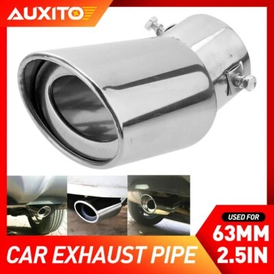 Silenciador trasero punta tubo escape automático coche plata 2,5 pulgadas acero inoxidable repuesto Foto 1 de 4