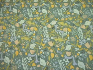 Quilt Fabric By Yard Yellow Green Cream White Floral on Gray Premium Cotton #C - Picture 1 of 2