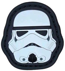 MINI STORM TROOPER HELMET STAR WARS MOVIE TACTICAL GLOW 3D PVC HOOK PATCH - Picture 1 of 3