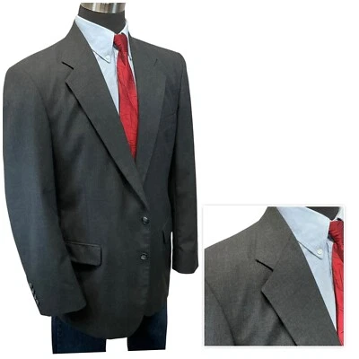 42L Stanley Negro Carbón Negro Gris Traje Chaqueta Abrigo Deportivo Blazer Hombres Lana Foto 1 de 4