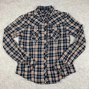 Gap Long-sleeve Button up Down Plaid Shirt w/ Pockets, Women's S (Navy/Red) - Picture 1 of 9