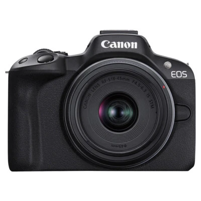 Canon EOS R50 Mirrorless Digital Camera with RF-S 18-45mm IS STM Lens Black - Image 1 of 4