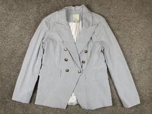 Joie Blazer Womens Large Seersucker Classic Minimalist Quiet Luxury Office NEW - Picture 1 of 7
