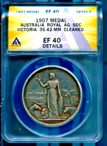 1907 50c Agriculture Society of Victoria 3rd Place 92.5 ANACS # 7874606 + Bonus - Picture 1 of 2
