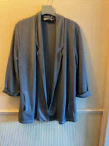 TU OPEN FRONT JACKET CARDIGAN LIGHTWEIGHT FINE STRIPE BLUE/WHITE Size 16 - Picture 1 of 9